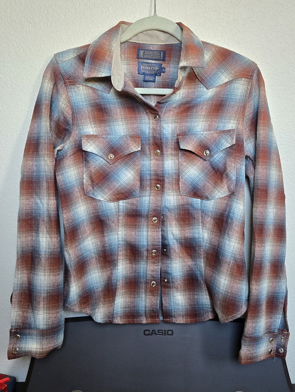 Vintage Pendleton Western Wear Shadowplaid Pearlsnap SZ S Wool Shirt